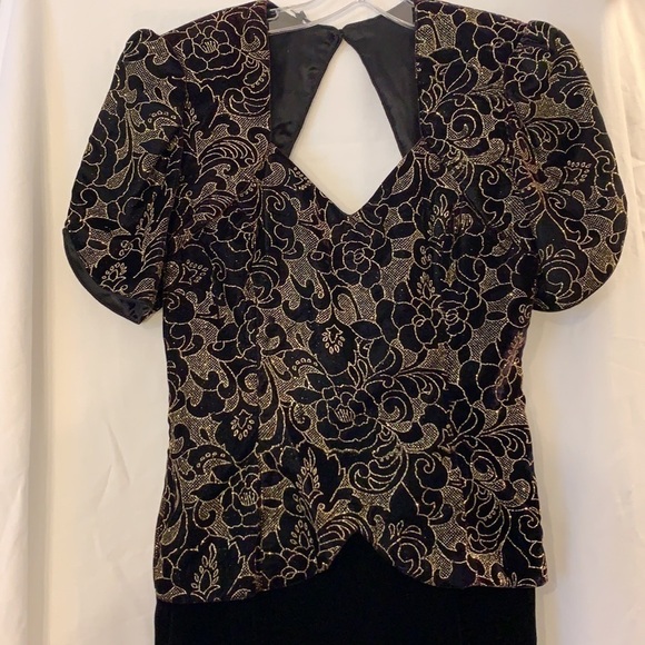 Black Velvet Maxi Dress Prom Scott McClintock Gown - Picture 2 of 6